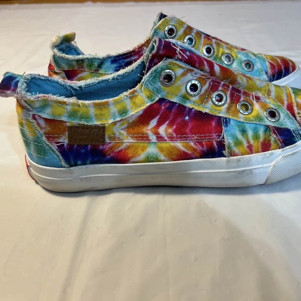 Blowfish Malibu Kids Girl's Slip On Flat Sneakers DB8 Multicolor Tie-Dye Size 4